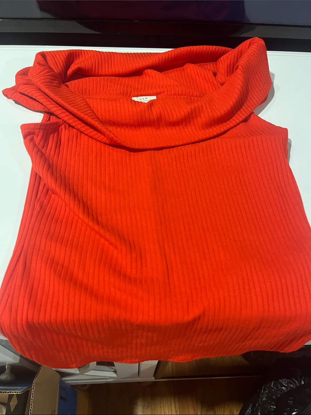 a new day Red Ribbed Cowl Neck Sweater